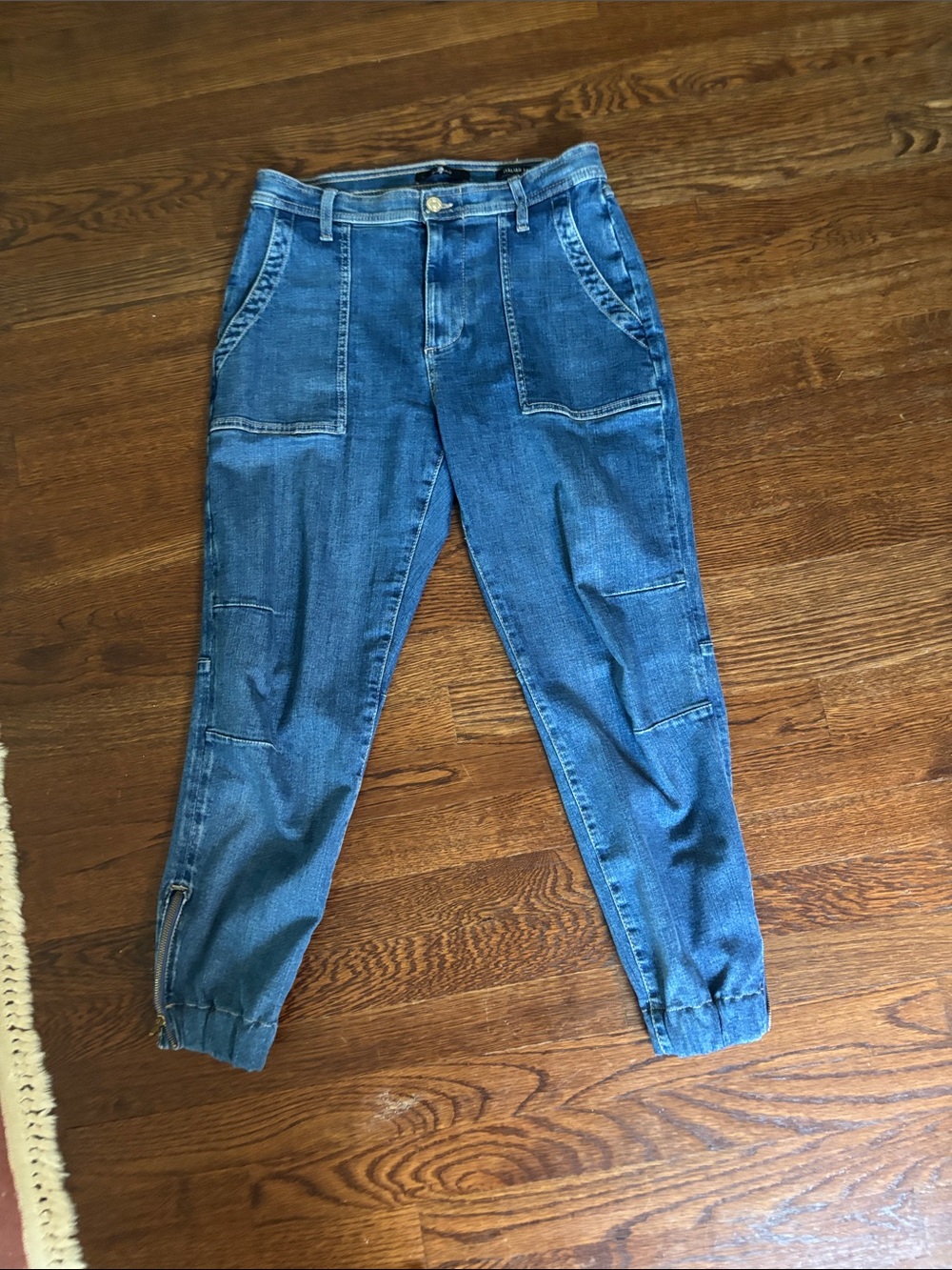 7 For All Mankind Women's Blue Denim Boyfriend Jogger Jeans